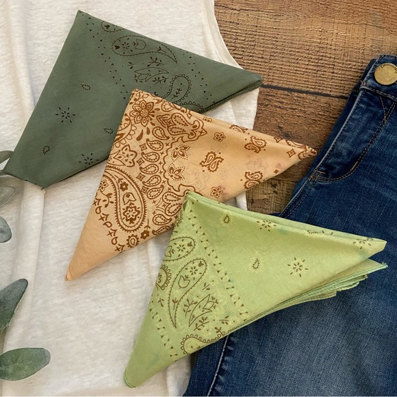 Summer Camo Collection Hand Dyed, Sun Bleached Cotton Bandanas (Set of 3) - Picture 6 of 8